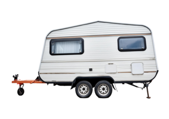 Caravan isolated on transparent and white background.