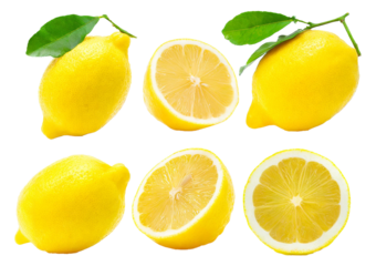 Collection of lemon isolated on a white background
