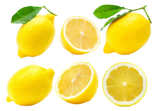 Collection of lemon isolated on a white background