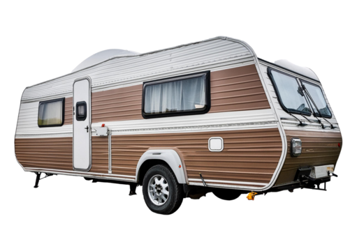 Caravan isolated on transparent and white background.
