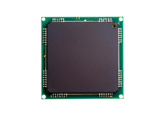 Macro shot microchip isolated on transparent or white background.