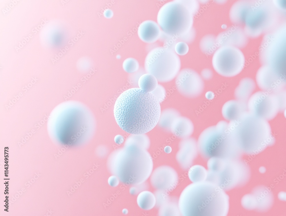 Poster Abstract Pastel Sphere Composition Soft Macro Textures in Fluid Matrix