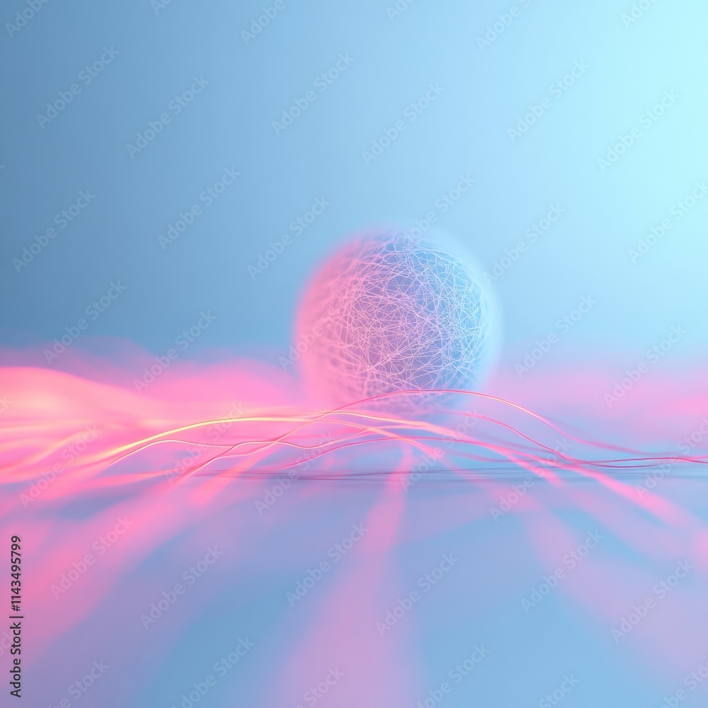Aufkleber luminous abstract landscape with glowing lines and soft pastel gradients