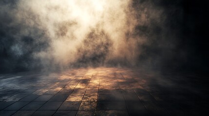 Fototapeta premium Mysterious Smoky Room: Digital Art Background. AI Generated