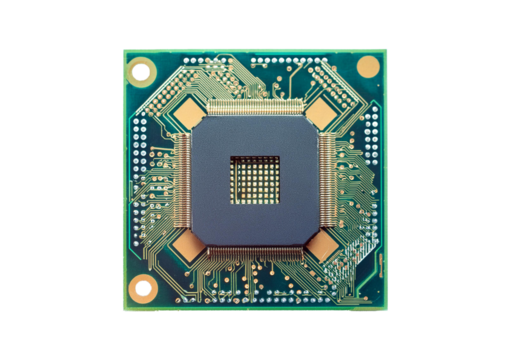 Macro shot microchip isolated on transparent or white background.