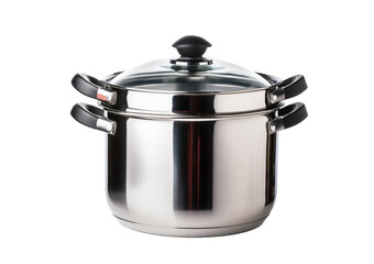 Stainless steel pot isolated on transparent or white background.