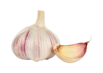 Obraz premium Garlic cloves isolated on transparent and white background.