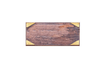Old wood sign frame with decorative gold in the conner isolated on white background , clipping path