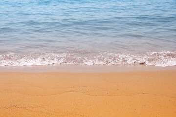 Water wave sea view and empty sand beach background