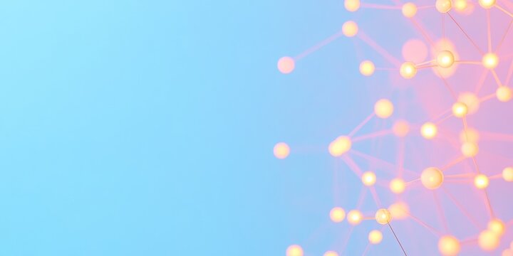 Pastel Network Visualization of Connected Light Points on Soft Gradient Background