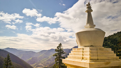 Beautiful view of blue sky and white clouds and mountains