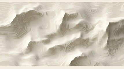 Obraz premium Abstract Aerial Topographic Map Soft Beige Design Minimalist Contours Relief Trails Modern Art