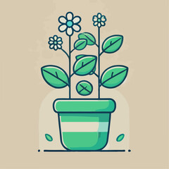 illustration of a plant on pot