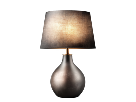 Cozy ambiance, a warmly lit lamp on patterned table in tranquil interior setting
