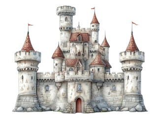 Fototapeta premium Majestic castle with numerous windows, a glimpse into architectural grandeur and historical significance