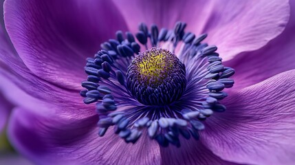 Obraz premium Intensely purple flower blooms closeup in natural light photo. AI Generated
