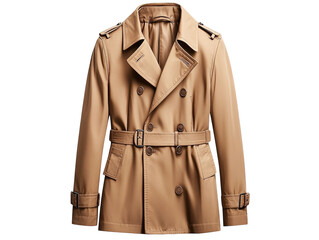 Naklejka premium Timeless tan trench coat, a versatile wardrobe essential for style and weather protection