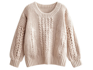 Obraz premium Warm and inviting, a closeup of white cable knit sweater, perfect for cozy winter days. stylish comfortable.