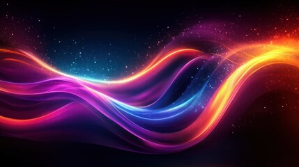 Dynamic Neon Waves Background with Smooth Curves and High Contrast Lighting