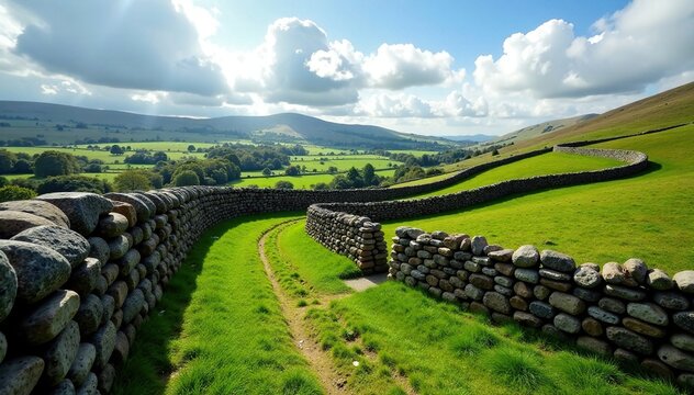 Ancient stone walls in Ceredigion countryside, stone, wall, dyfed
