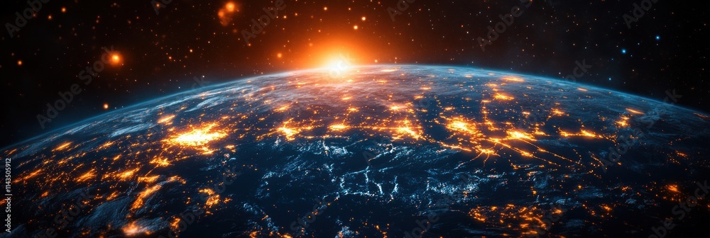 Aufkleber futuristic blue hologram globe with glowing network of ai data streams and interactive virtual reali