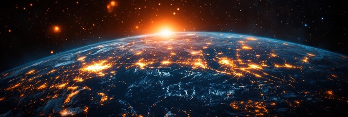 Futuristic Blue Hologram Globe with Glowing Network of AI Data Streams and Interactive Virtual Reality Map