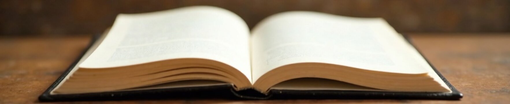 An open journal with a clean and unlined blank page inside, understatement, subtlety, simplicity