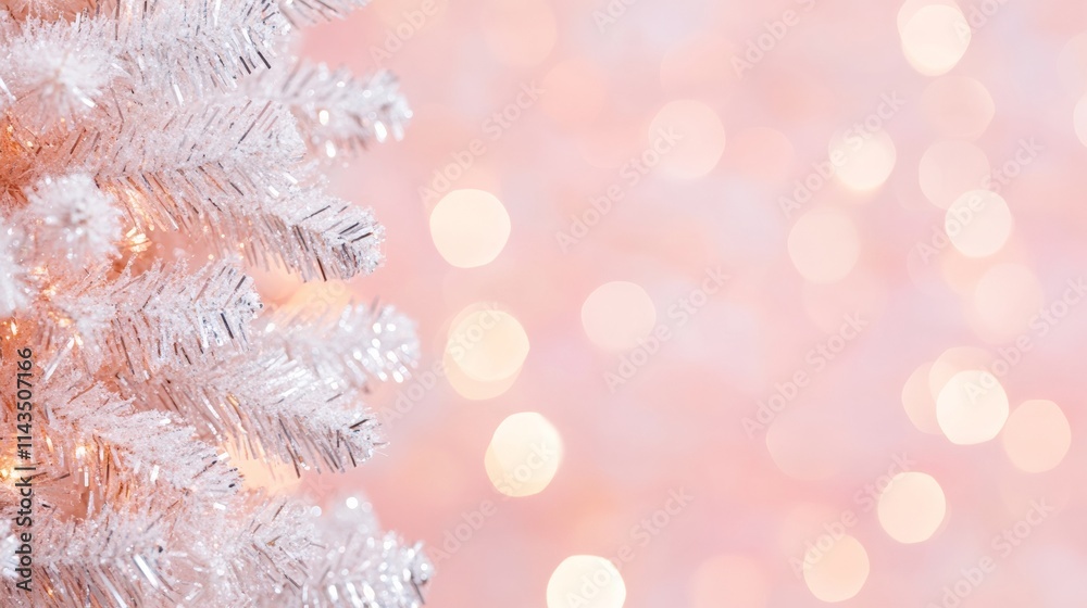 Poster elegant pastel christmas tree with sparkling bokeh