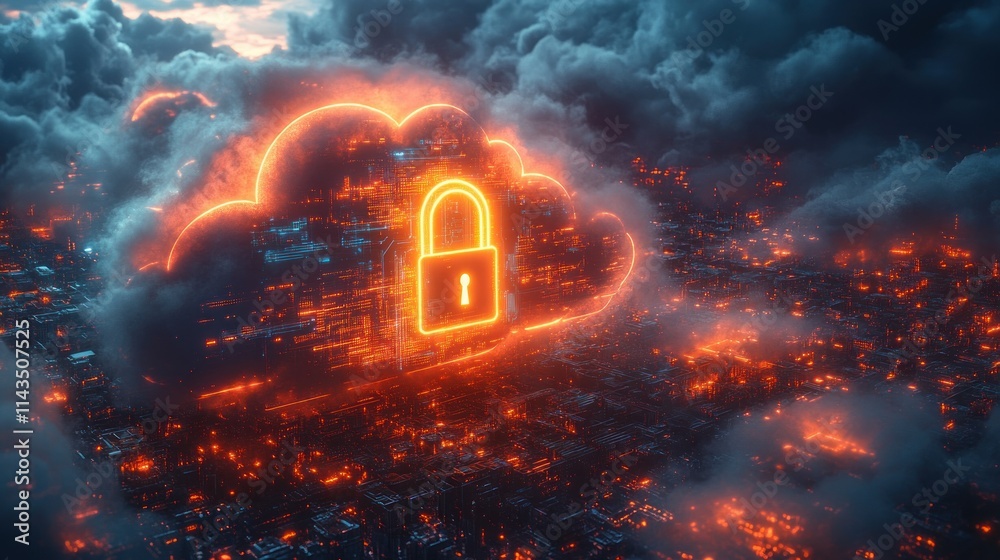 Poster Cloud Security Data Protection Technology Cybersecurity Services Encryption Privacy Backup Computing Infrastructure Management Access Compliance