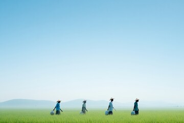 Peaceful Dawn Farmers Embrace Sustainable Practices in Misty Fields