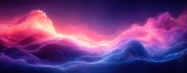 Abstract Fluid Waves Background in Neon Purple and Blue