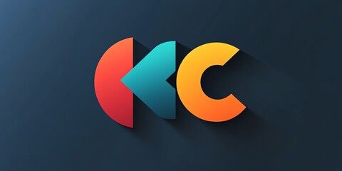 A colorful logo design featuring overlapping shapes and shadows.
