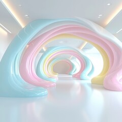 Obraz premium Serene Abstract Interior Design with Colorful Curved Forms