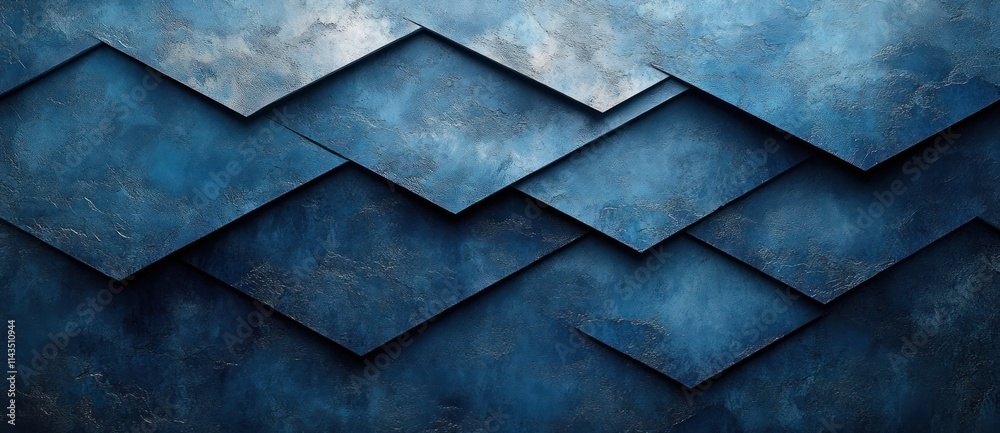 Poster abstract geometric shapes background with dark blue gradient and black lines for modern minimalist d