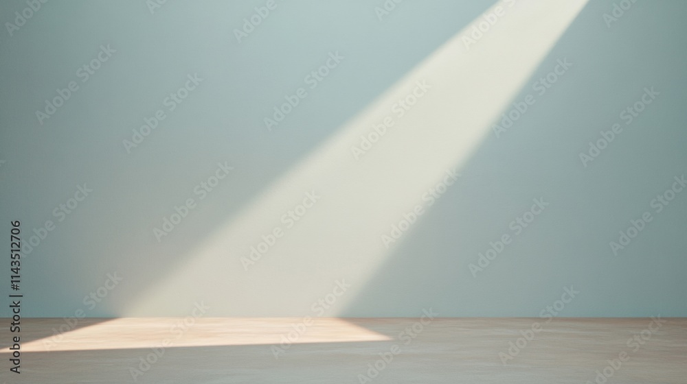 Poster minimalist cinematic light beam casting surreal shadows on grainy abstract surface