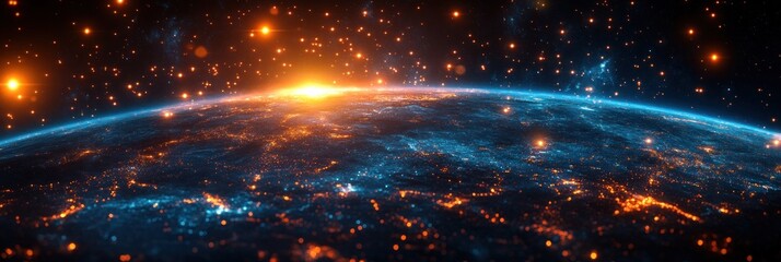 Futuristic Earth Hologram with Glowing Data Streams and AI Networks for Interactive Learning and Geospatial Visualization
