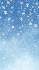 Fototapeta premium Soft snowflakes gracefully swirl through a bright blue sky, enveloping the landscape in a serene winter ambiance that invites peace and joy