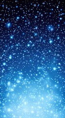 Delicate snowflakes swirl gracefully through the cool winter air, painting a picturesque landscape with shimmering blue tones, inviting wonder and tranquility