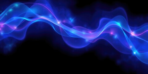 Obraz premium Flowing waves of electric blue and violet swirl gracefully, illuminating the darkness with a vibrant dance of light. This artwork evokes a sense of energy and fluidity