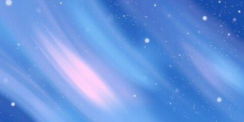 A mesmerizing display of soft pastel swirls in shades of blue and pink fills the backdrop, while enchanting white specks dance like snowflakes in a magical twilight setting