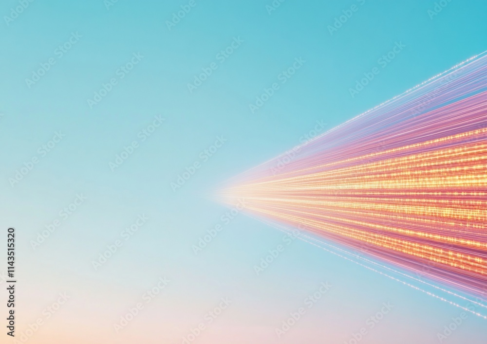 Poster futuristic urban skyline with encrypted data streams reflecting on glass buildings