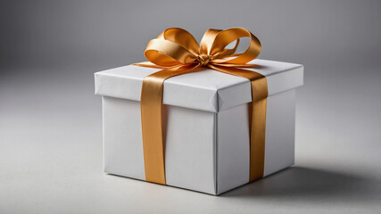 Obraz premium white gift box with golden ribbon