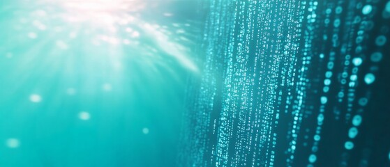 Serene Underwater Digital Streams Concept of Encrypted Communication and Cybersecurity