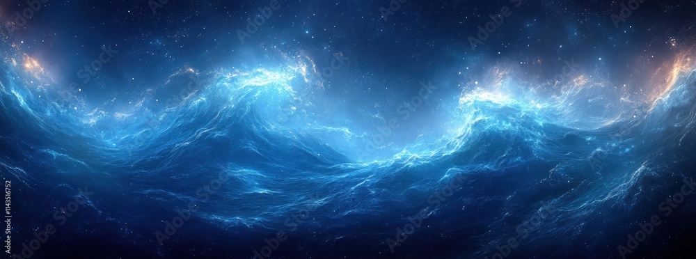 Aufkleber blue gradient background abstract ocean wave glowing light texture effect design