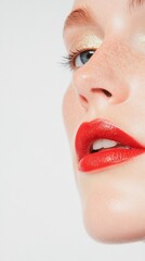 Obraz premium Festive Glamour Close-Up of Woman with Christmas Makeup in Soft Light