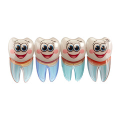 New modern cartoonist illustration of Cute tooth character isolated on transparent background