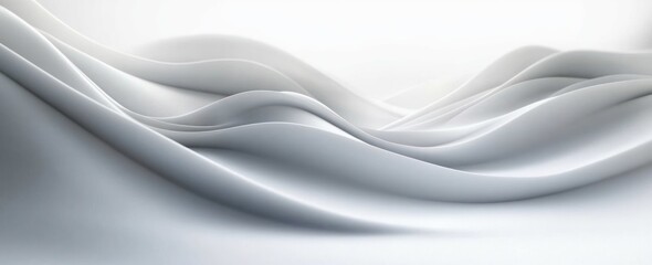 Fototapeta premium Modern Abstract White Background with Flowing Waves and Soft Lighting