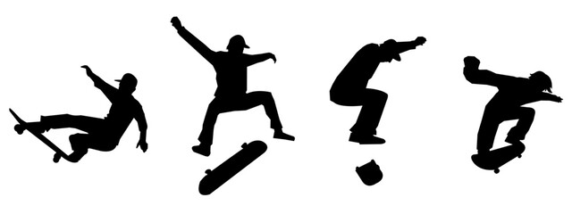 Skateboarding Silhouette Illustration. hobbies and sports. vector design.