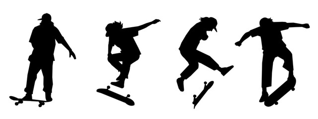 silhouette set of skateboarders. skateboarding,sports,vector illustration. © farydraw