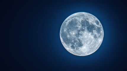 Full Moon Illuminates Night Sky with Bright Silvery Glow